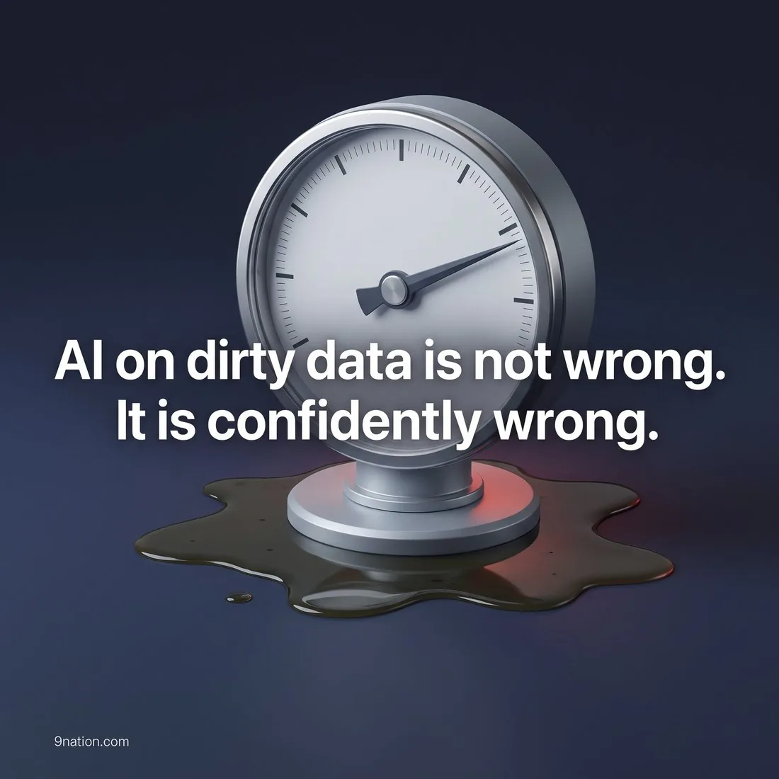 A precise gauge sitting in a puddle of dirty oil: AI on dirty data is not wrong, it is confidently wrong