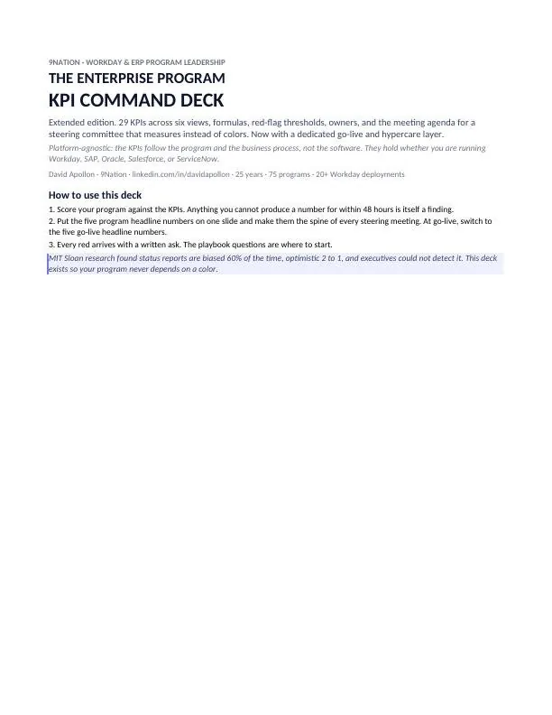 The ERP Program KPI Command Deck PDF cover