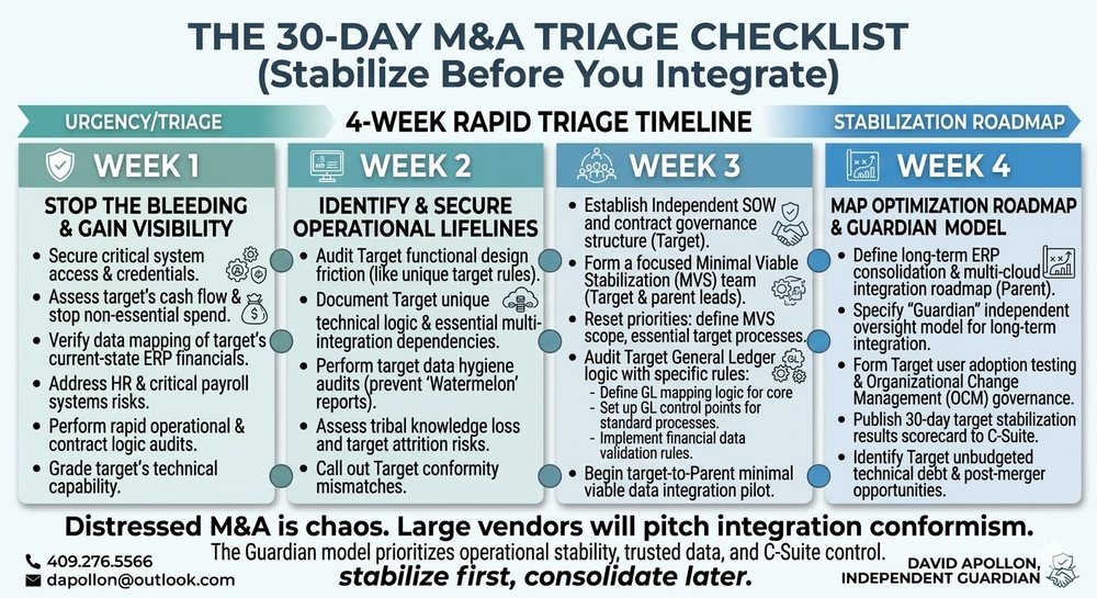 The 30-Day M&A Triage Checklist infographic